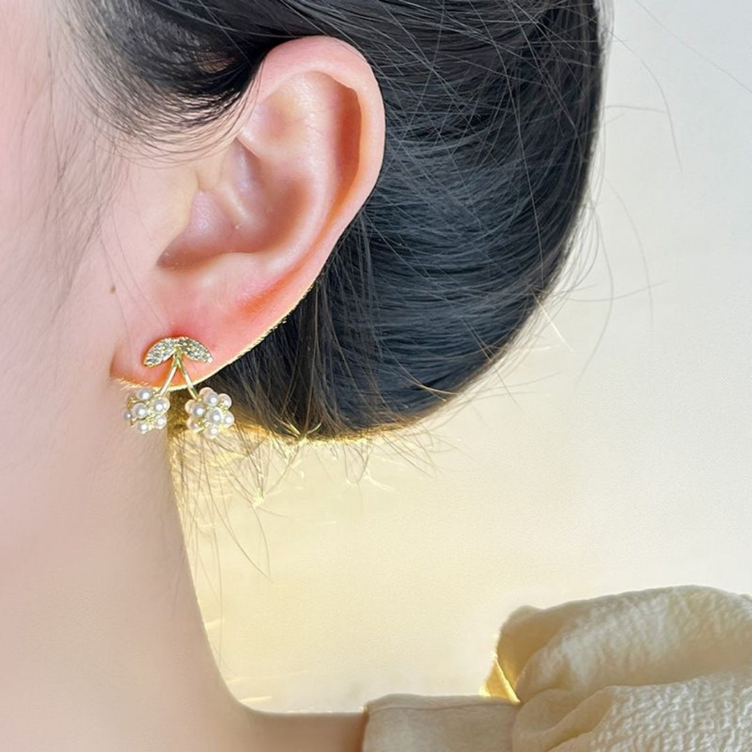 Golden Cherry Pearl Earrings
