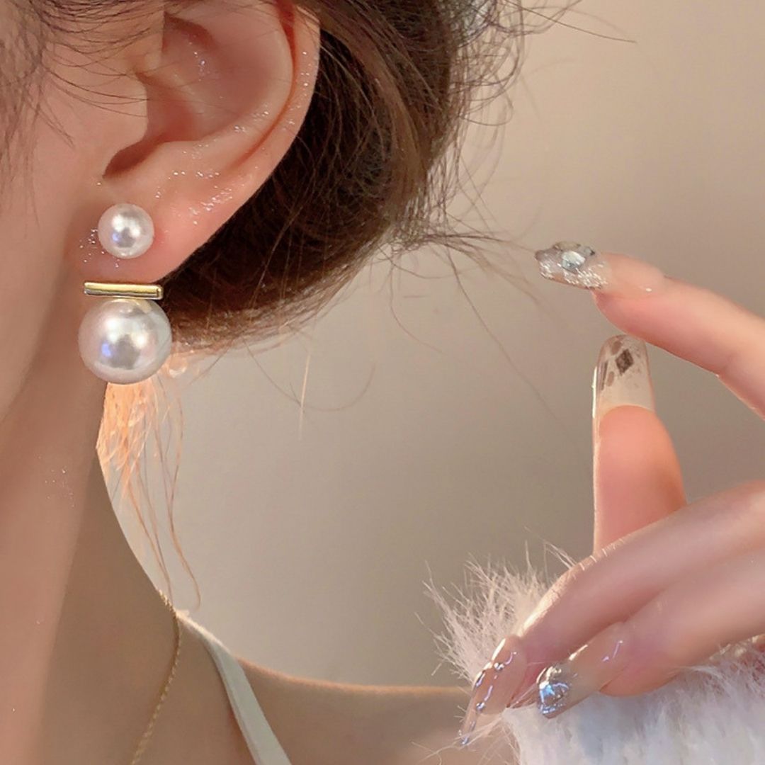 Golden Bar Pearl Drops Earrings