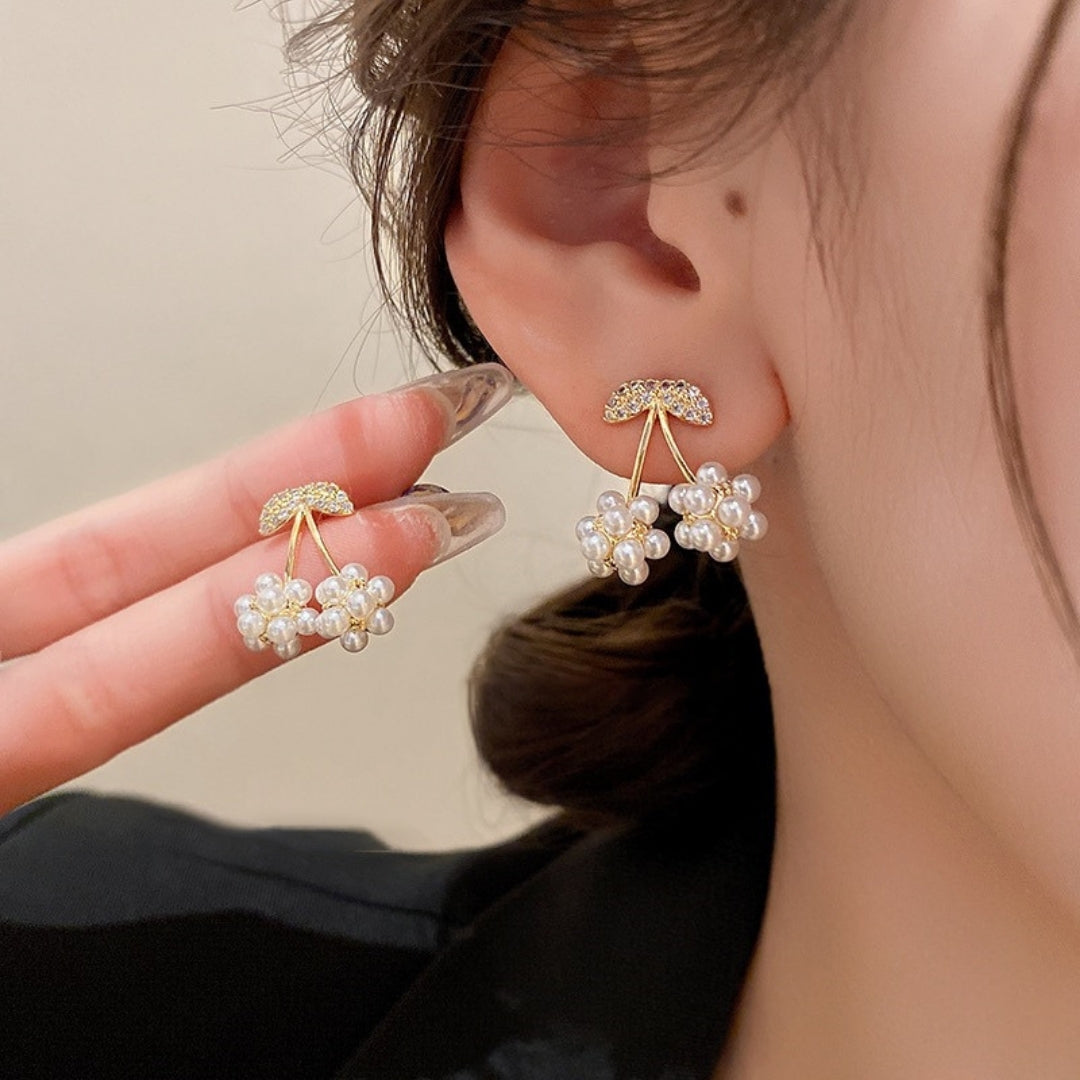 Golden Cherry Pearl Earrings