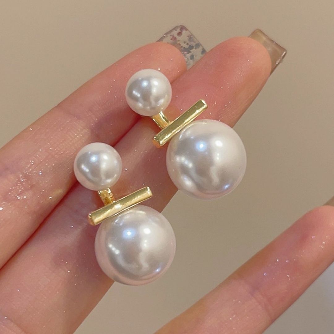 Golden Bar Pearl Drops Earrings