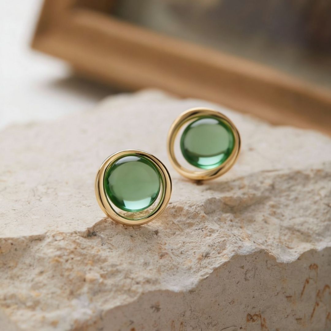Moss Glow Orbitals Stud Earrings