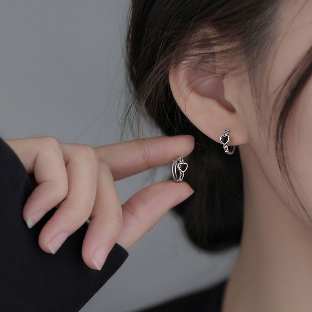 Noir Amour Huggies Earrings