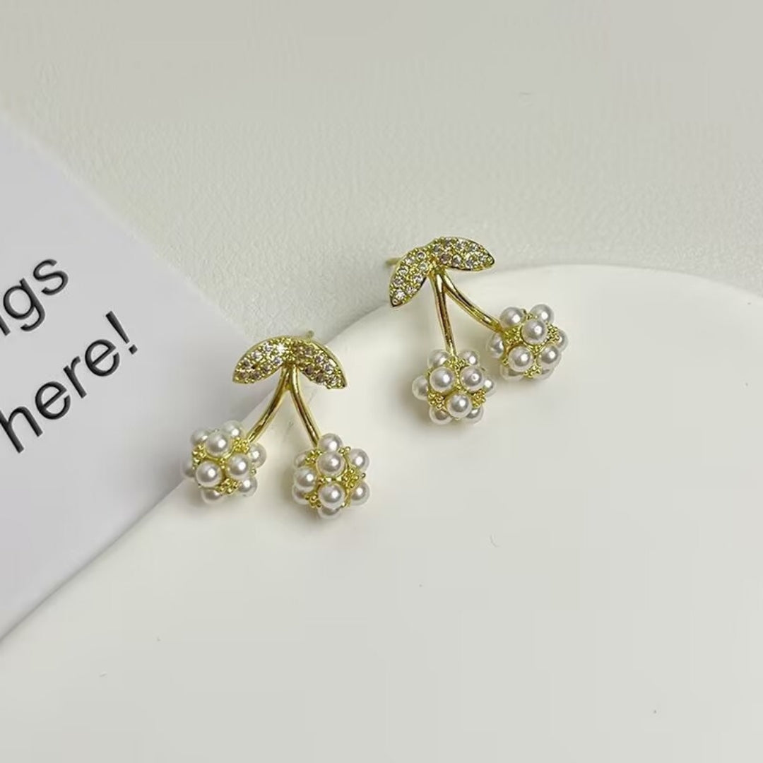 Golden Cherry Pearl Earrings