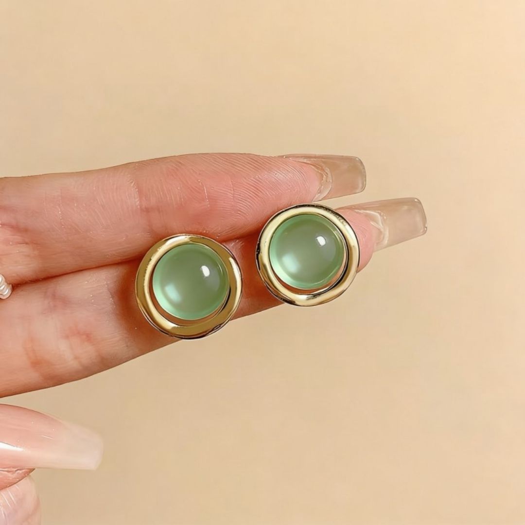 Moss Glow Orbitals Stud Earrings