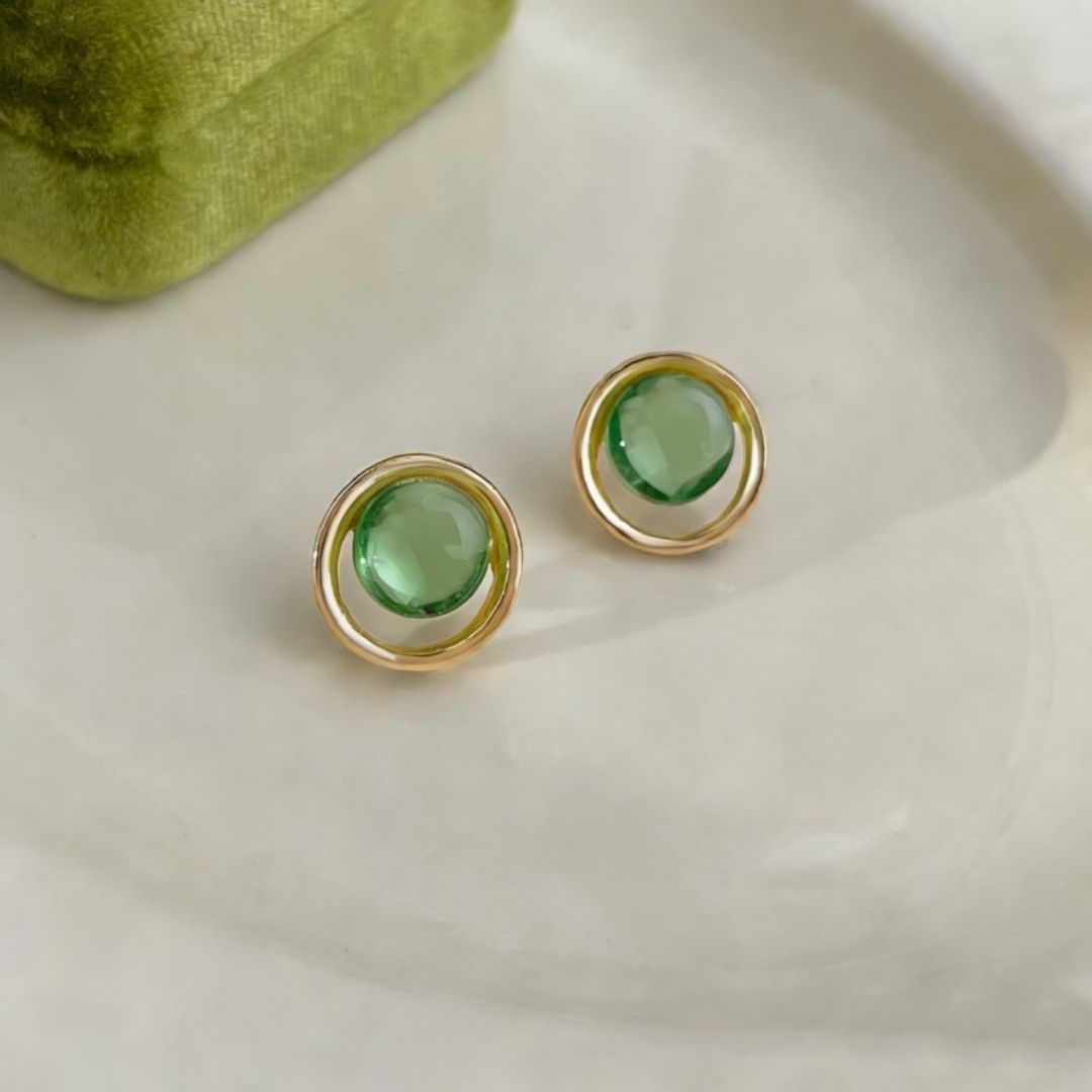 Moss Glow Orbitals Stud Earrings