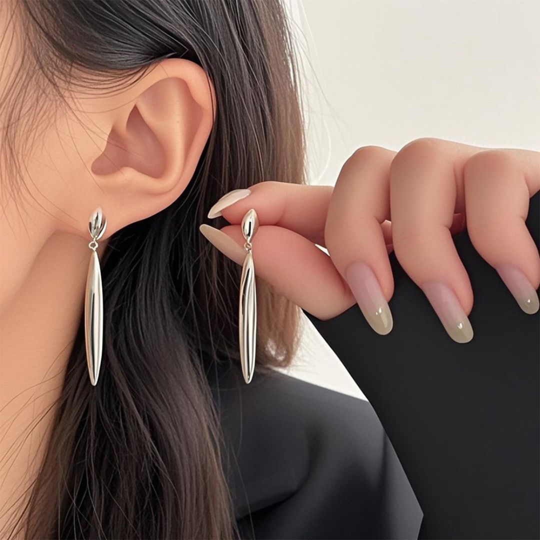 Sleek Silver Drops Earrings