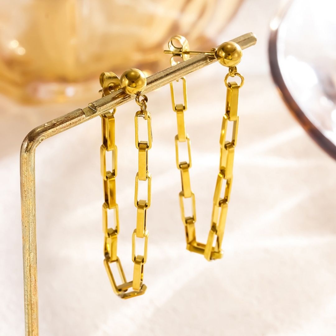 Linear Link Drops Earrings