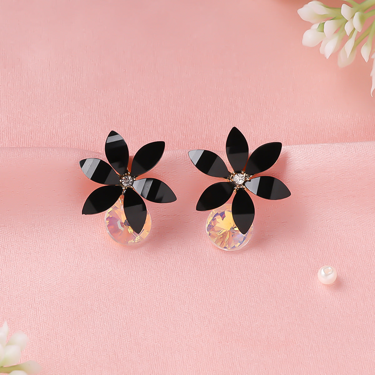 Midnight Bloom Daisy Earrings