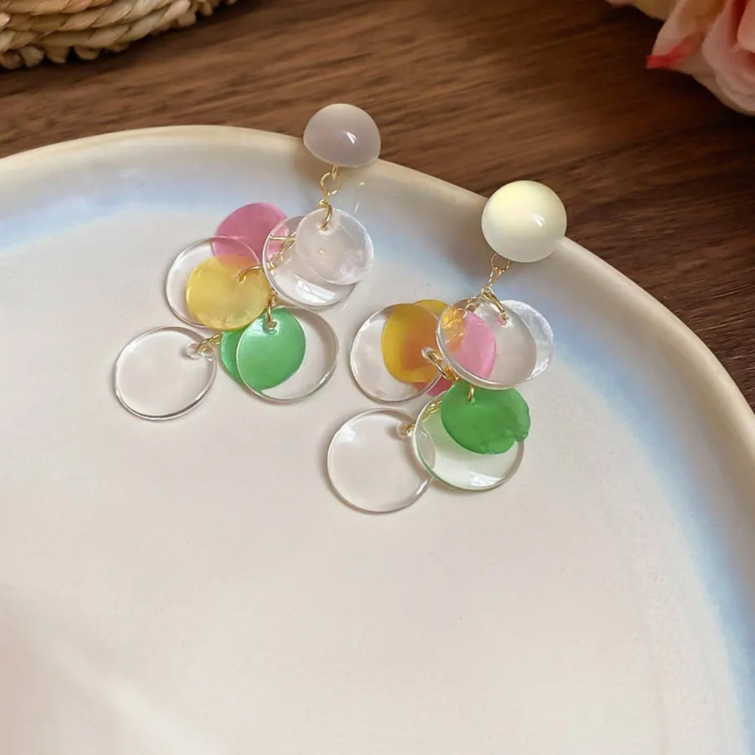 Rainbow Disc Statement Earrings