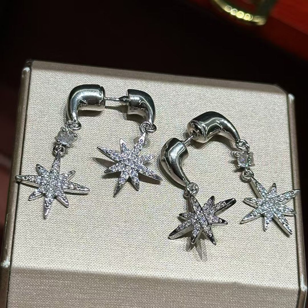 Zircon Starburst Drops Earrings
