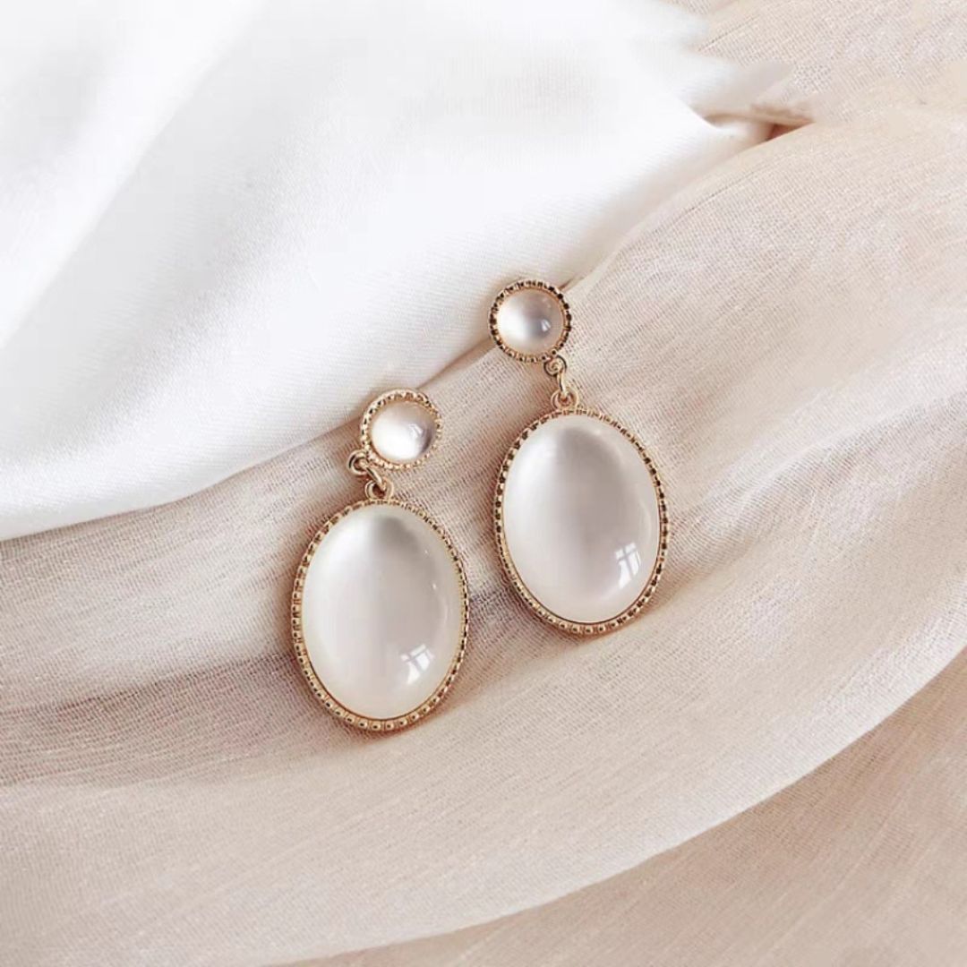 Moonlit Oval Drops Earrings