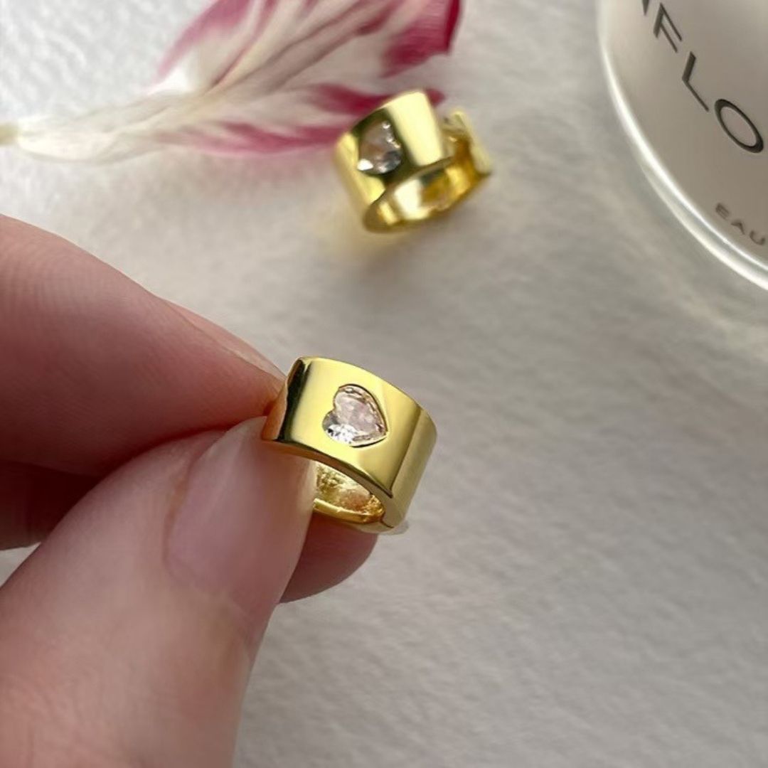 Glimmering Gold Huggies Earrings
