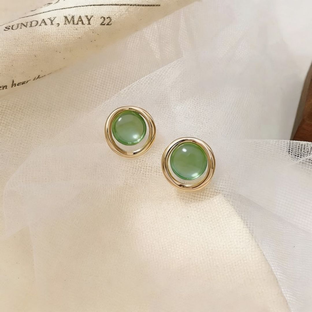 Moss Glow Orbitals Stud Earrings