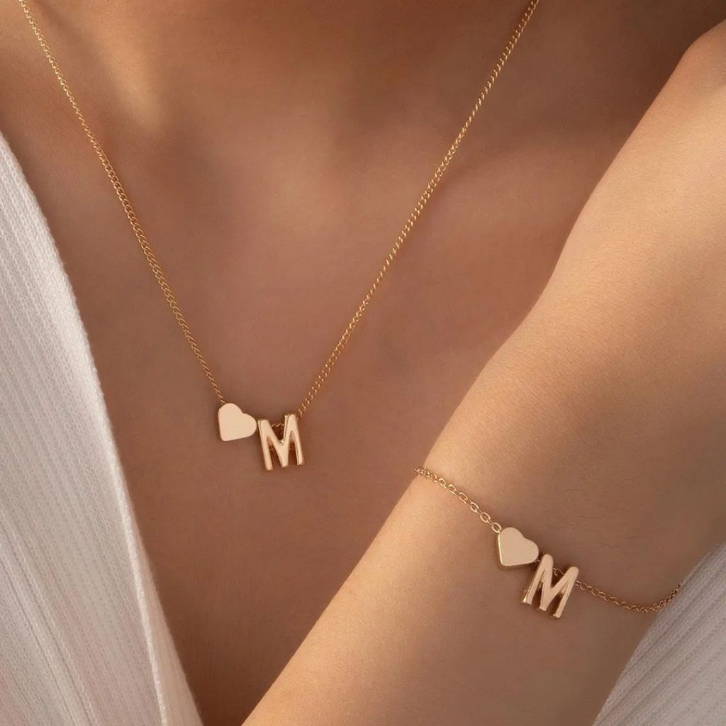 M Heart Necklace