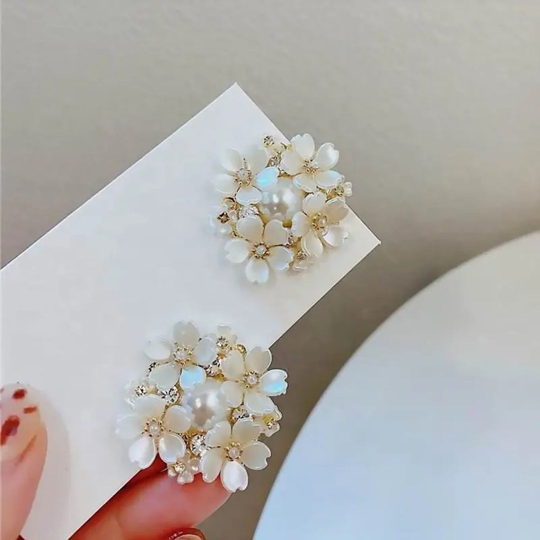 Floral Pearl Radiance Studs Earrings