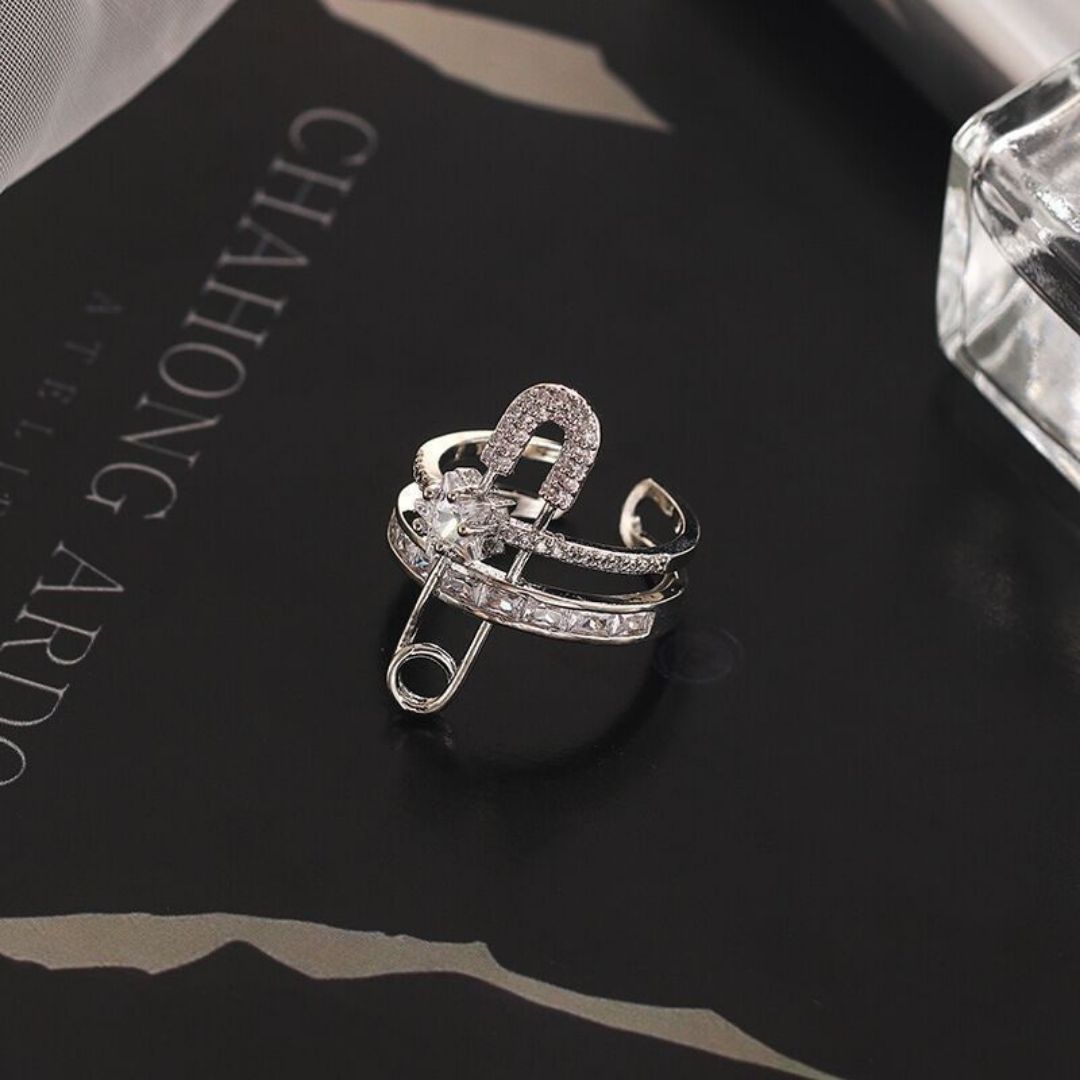 Zircon Safety Pin Ring