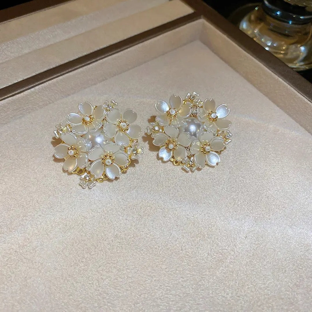 Floral Pearl Radiance Studs Earrings