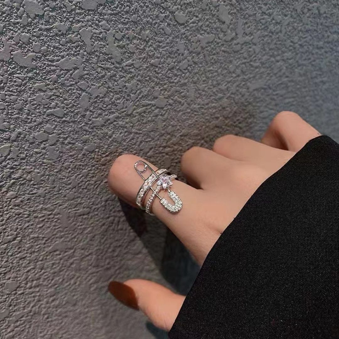 Zircon Safety Pin Ring