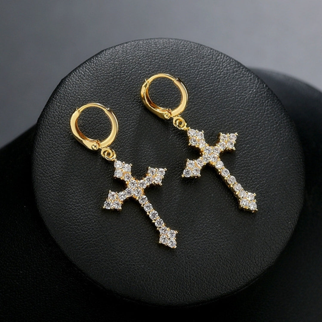 Divine Radiance Cross Earrings