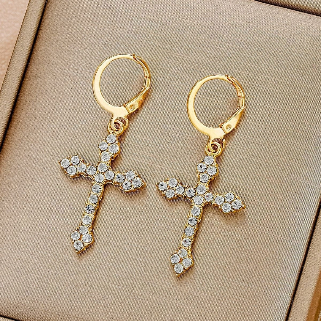 Divine Radiance Cross Earrings