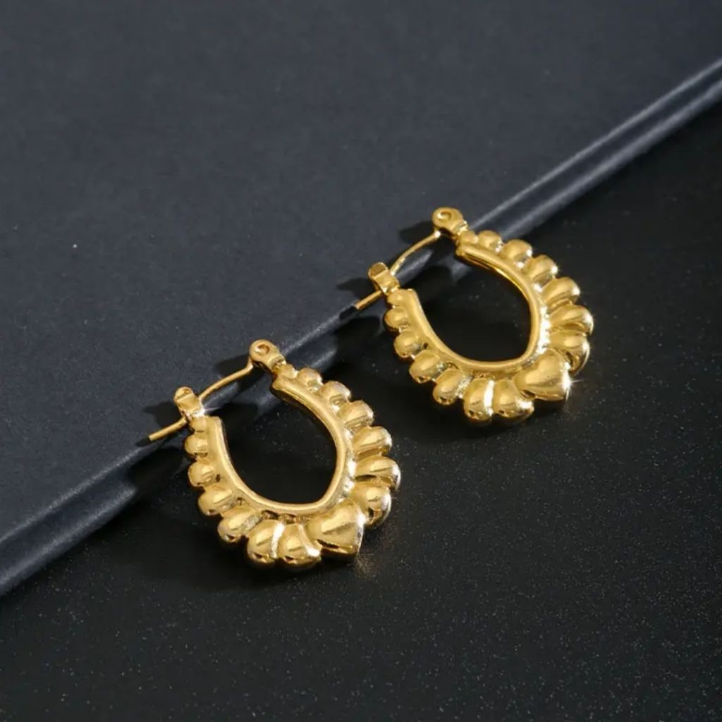 Heart Drop Hoop Earrings