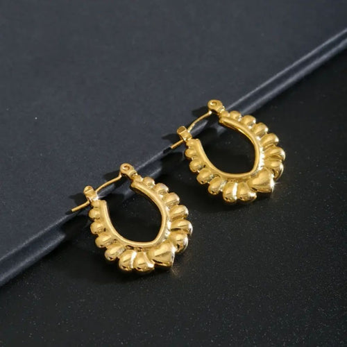 Heart Drop Hoop Earrings