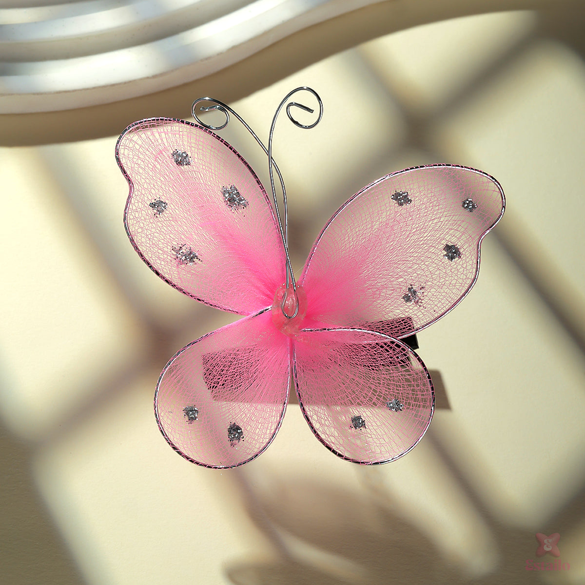 Pink Shimmer Butterfly Hair Clip