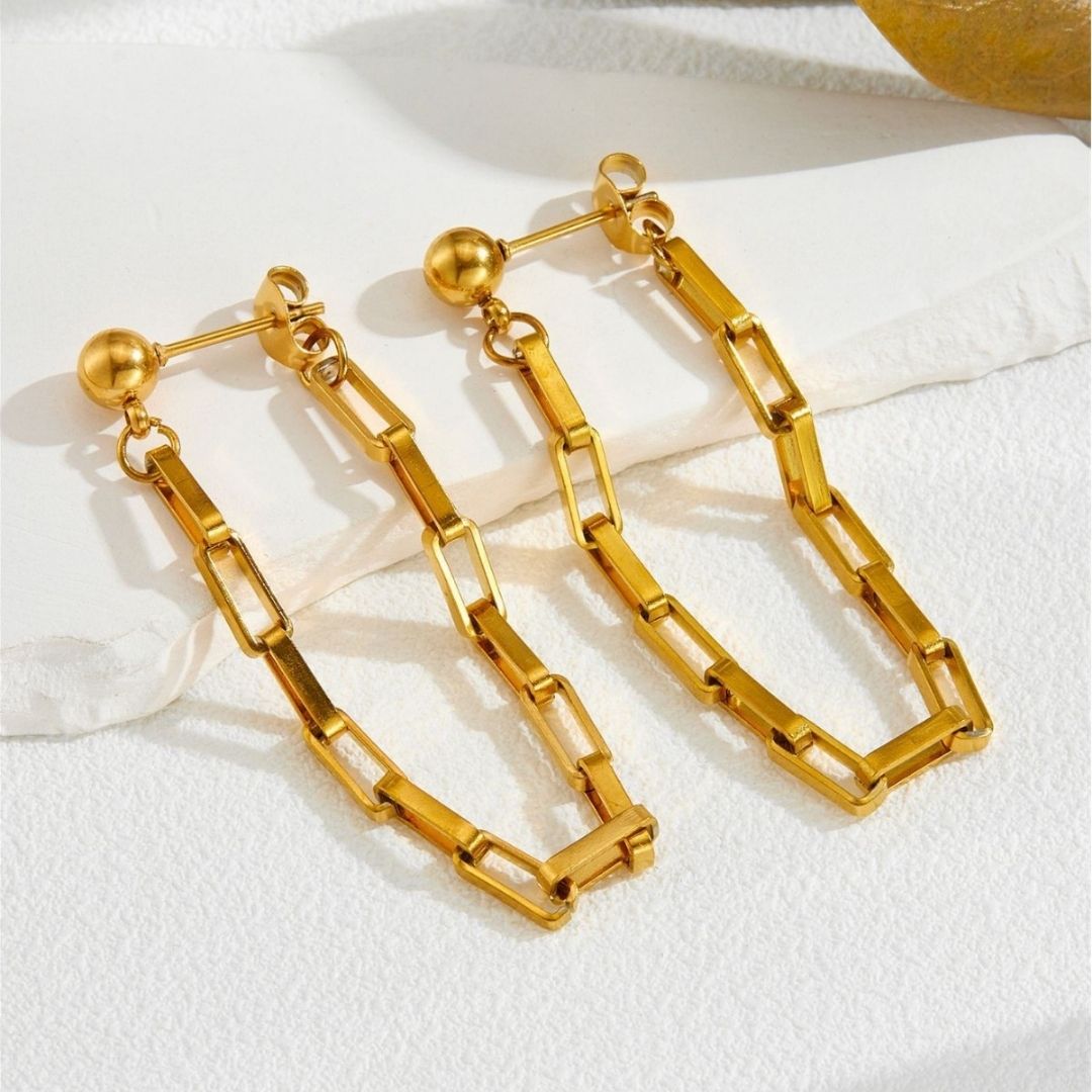Linear Link Drops Earrings