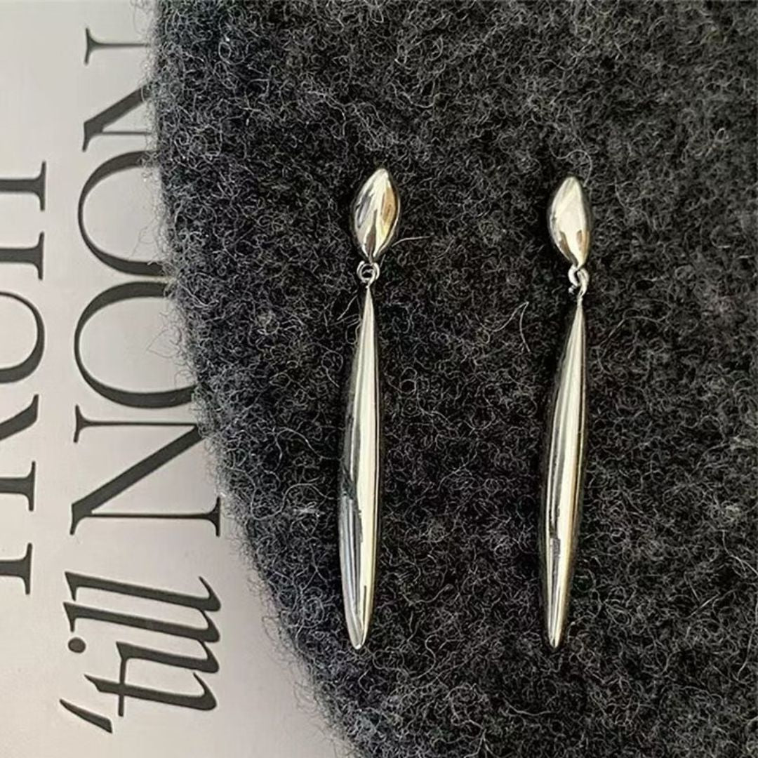 Sleek Silver Drops Earrings