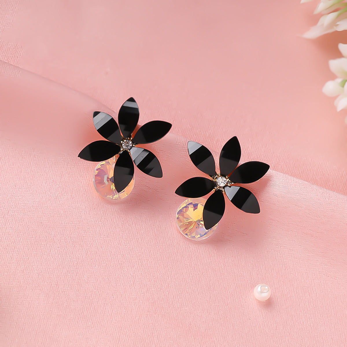 Midnight Bloom Daisy Earrings
