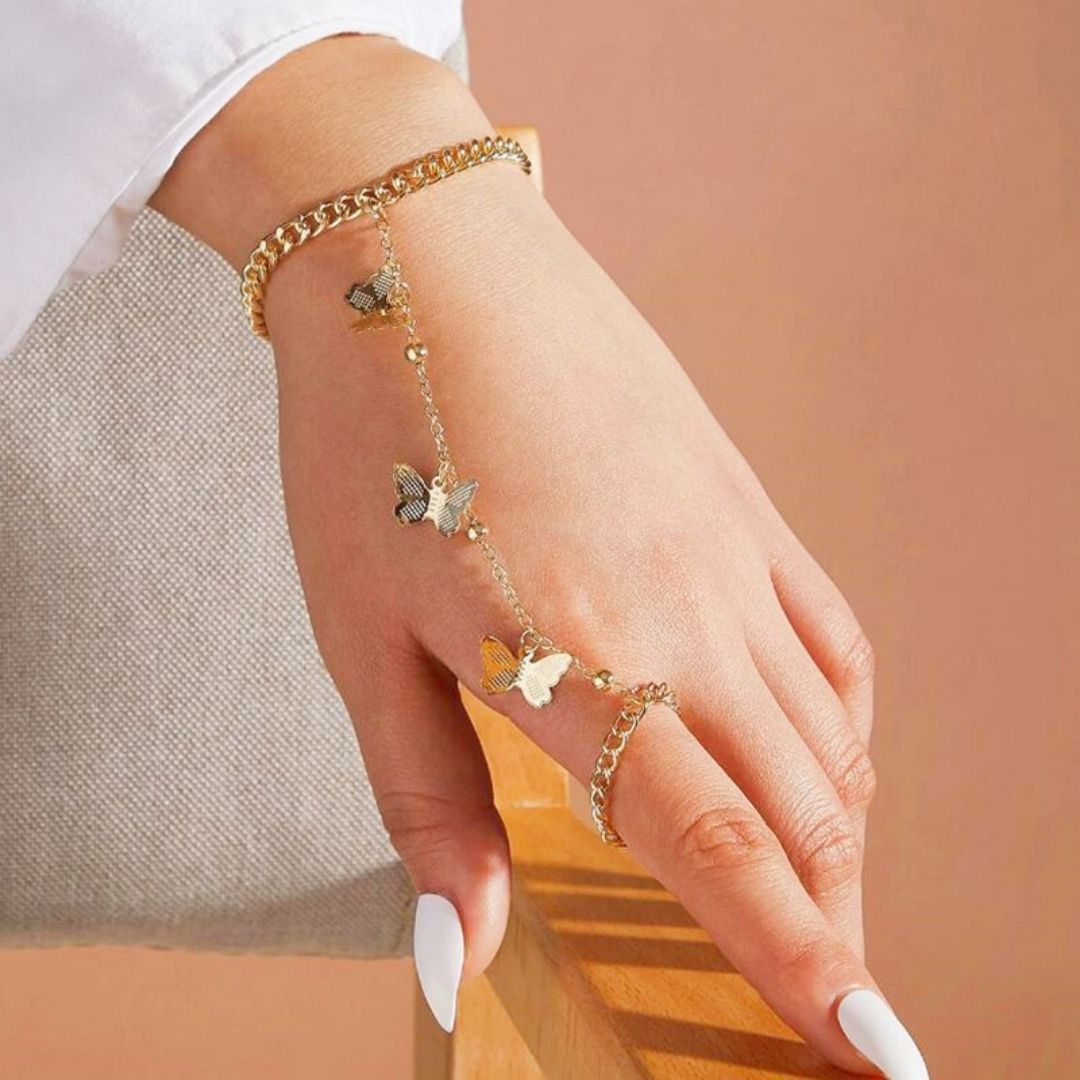Mariposa Butterfly Hand Chain Bracelet