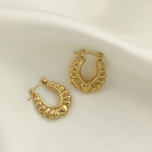 Heart Drop Hoop Earrings