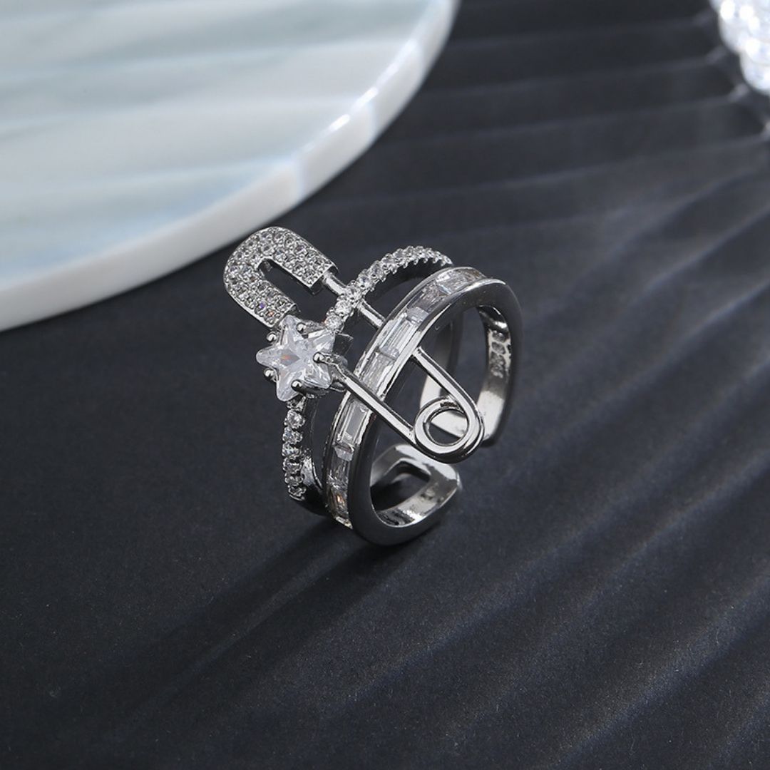 Zircon Safety Pin Ring