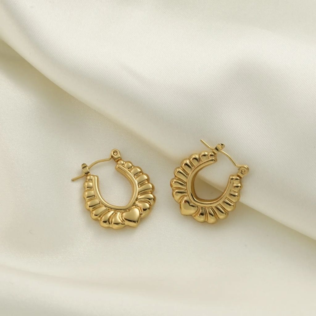 Heart Drop Hoop Earrings