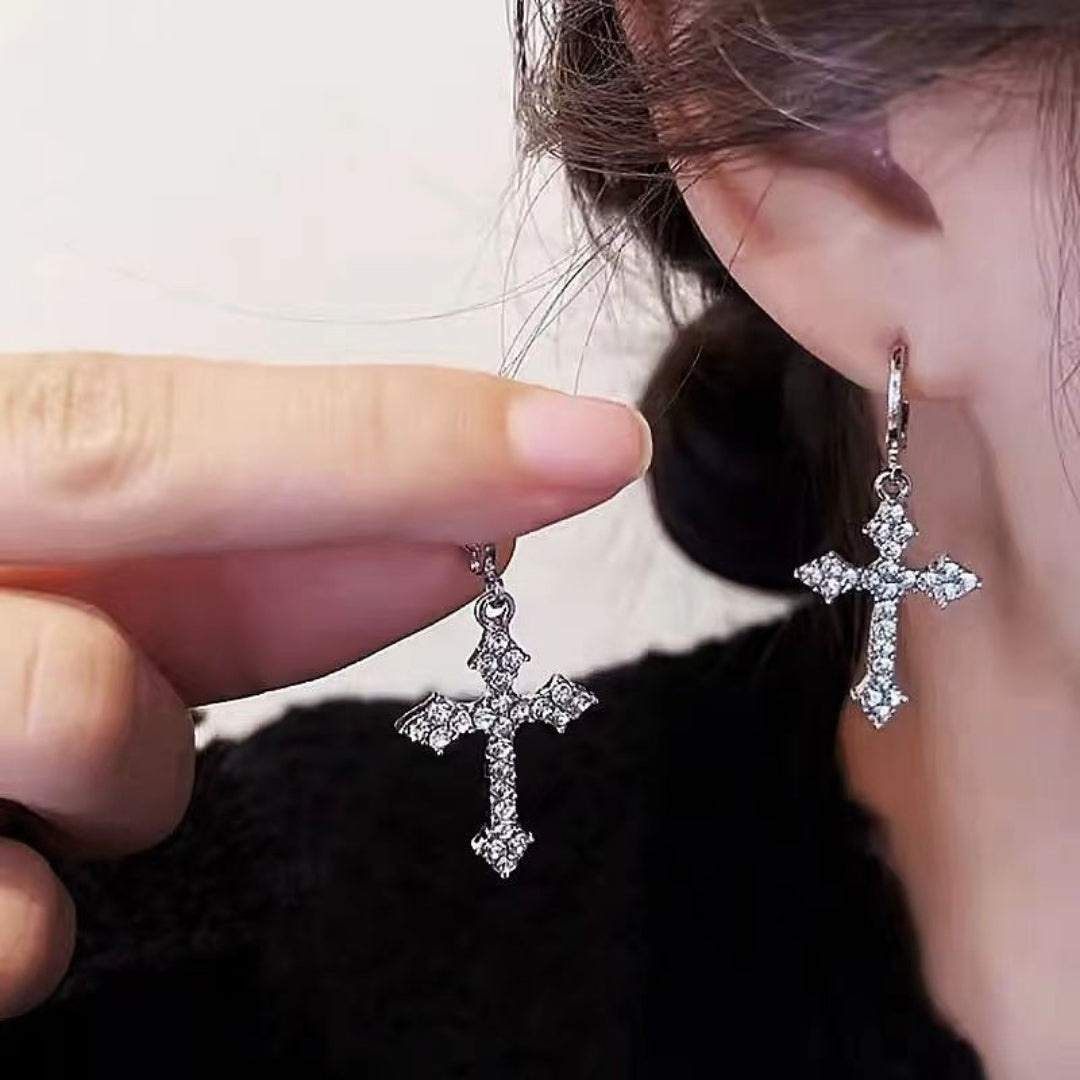 Divine Sparkle Cross Earrings