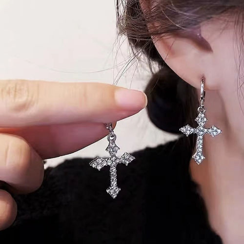 Divine Sparkle Cross Earrings