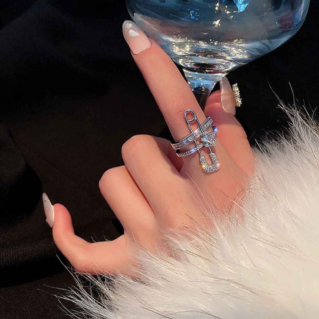 Zircon Safety Pin Ring