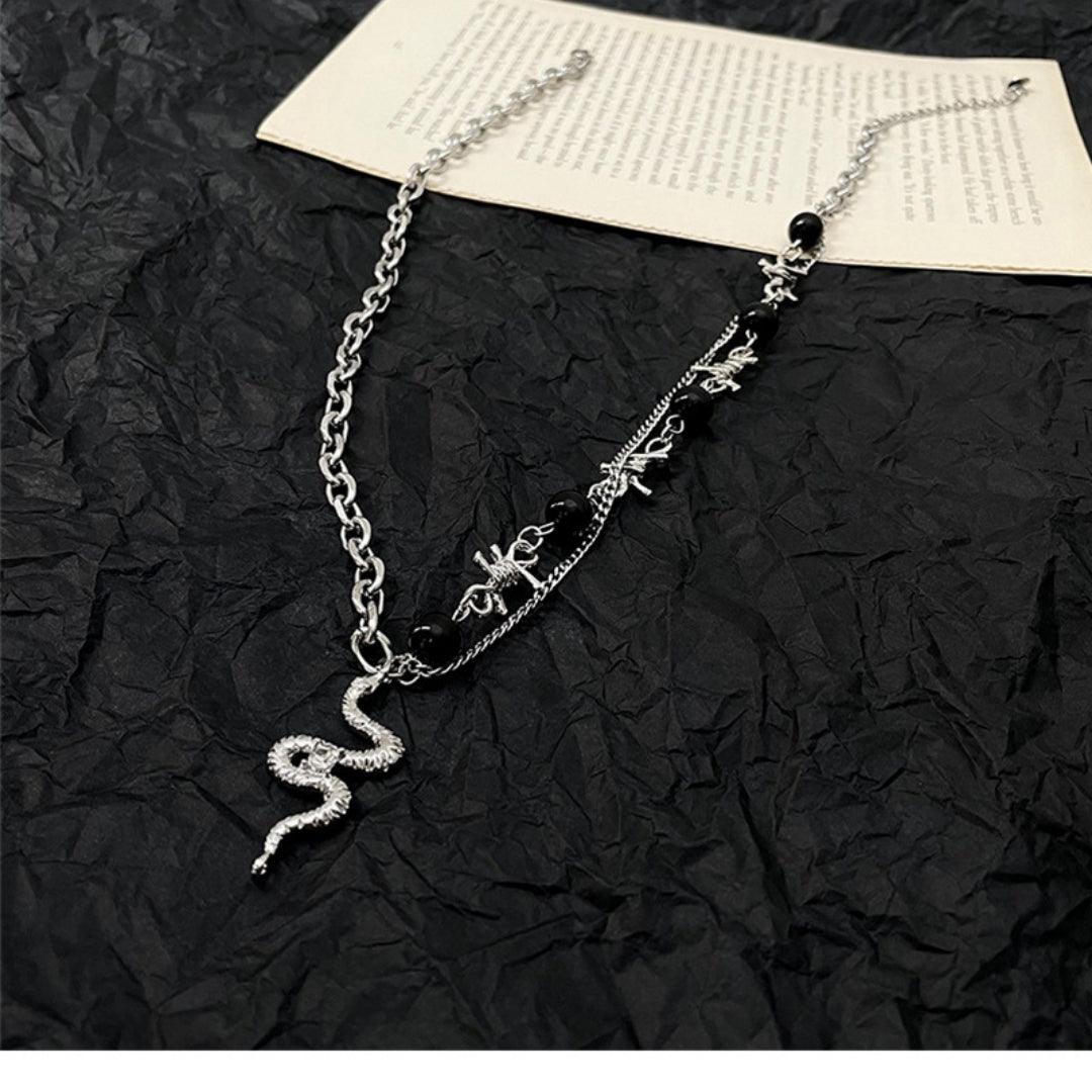 Bohemian Silver Snake Necklace