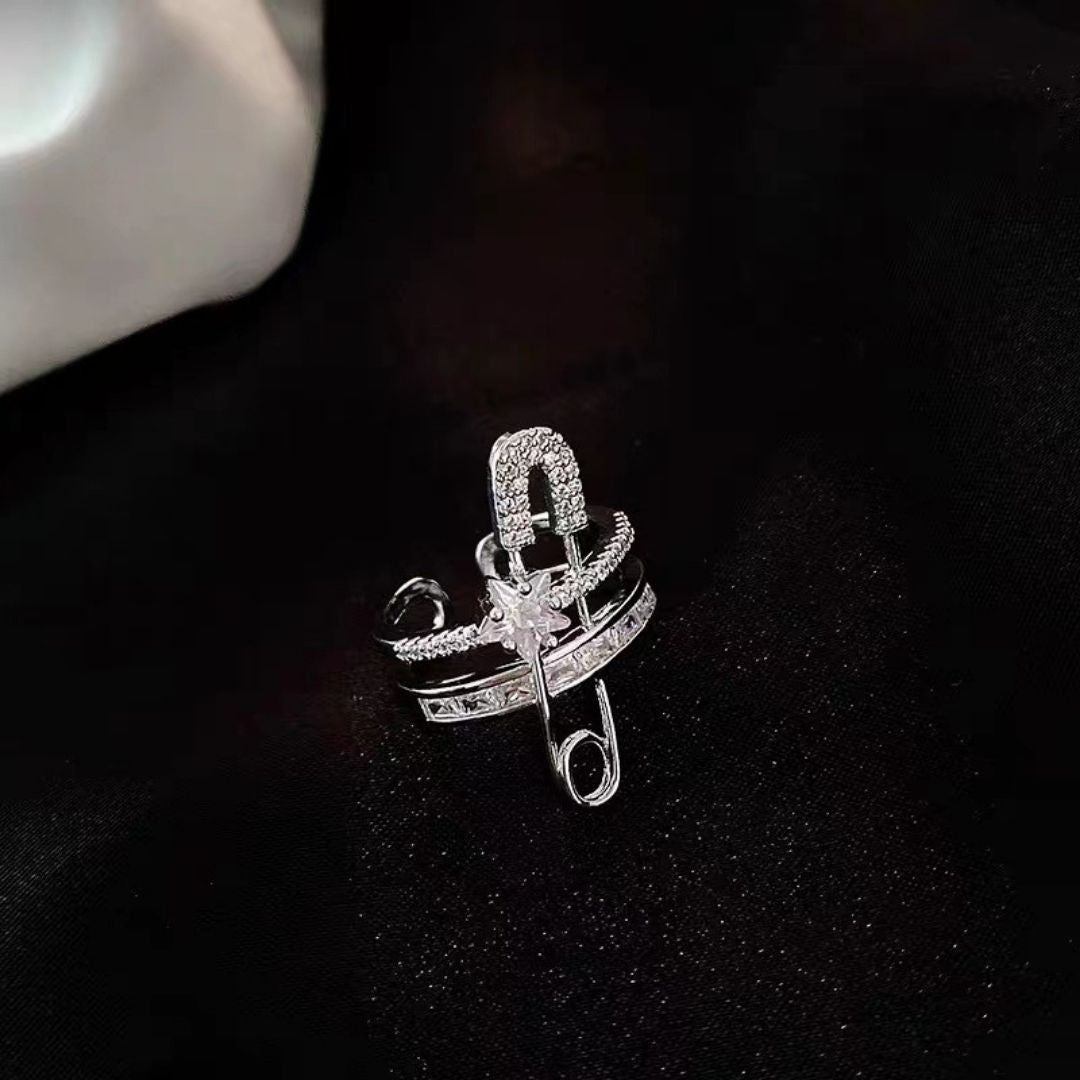 Zircon Safety Pin Ring