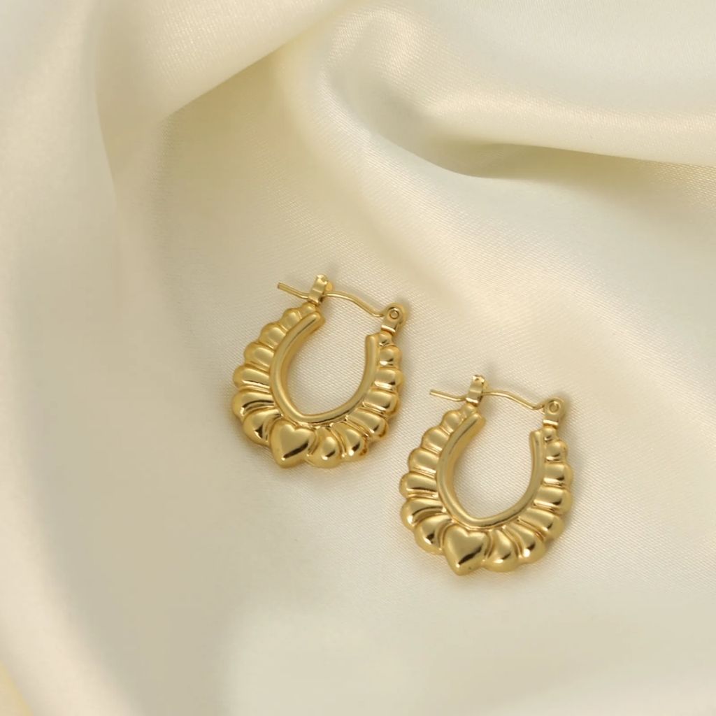 Heart Drop Hoop Earrings