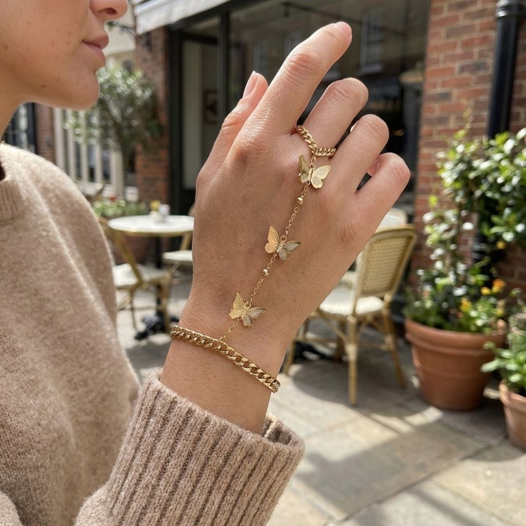Mariposa Butterfly Hand Chain Bracelet