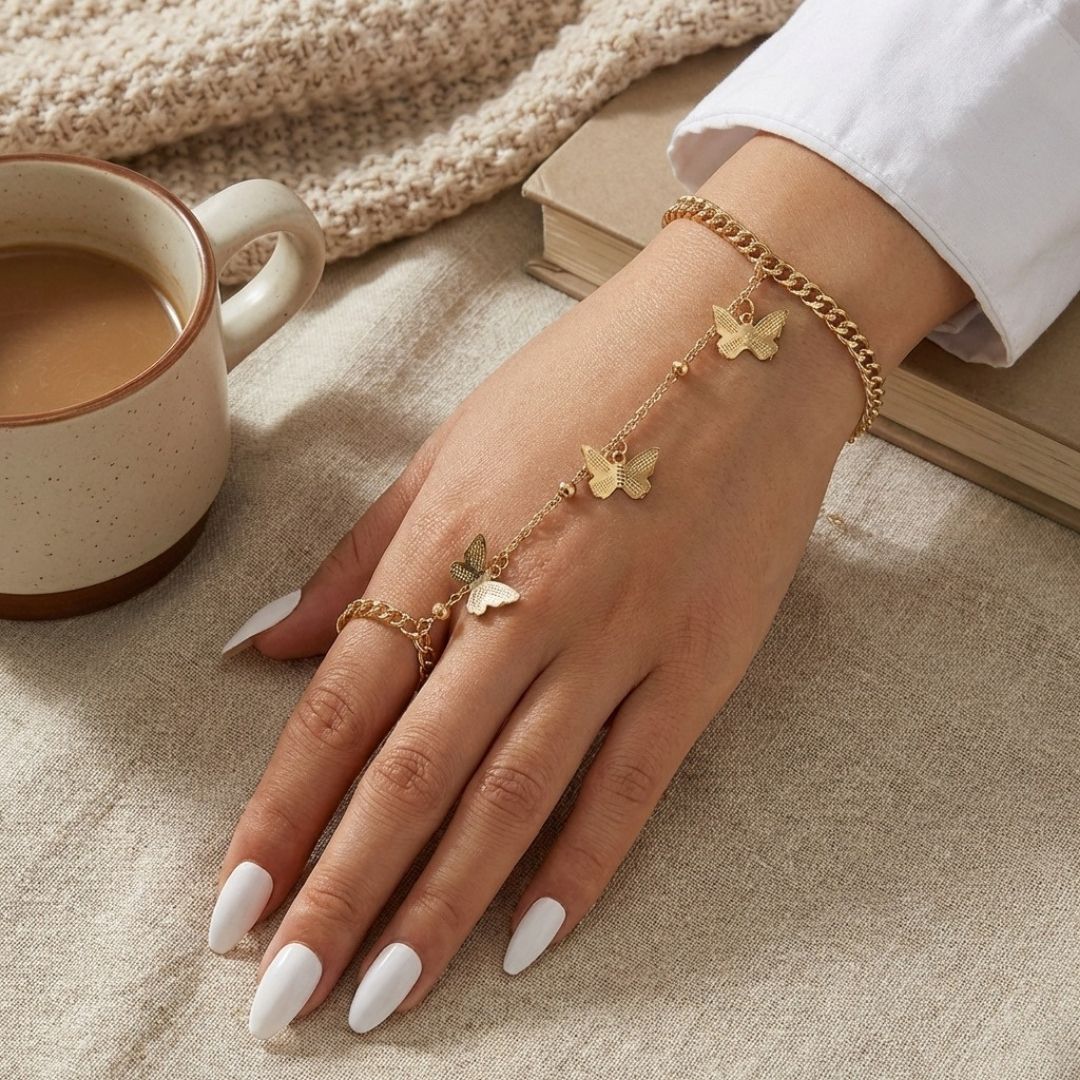 Mariposa Butterfly Hand Chain Bracelet