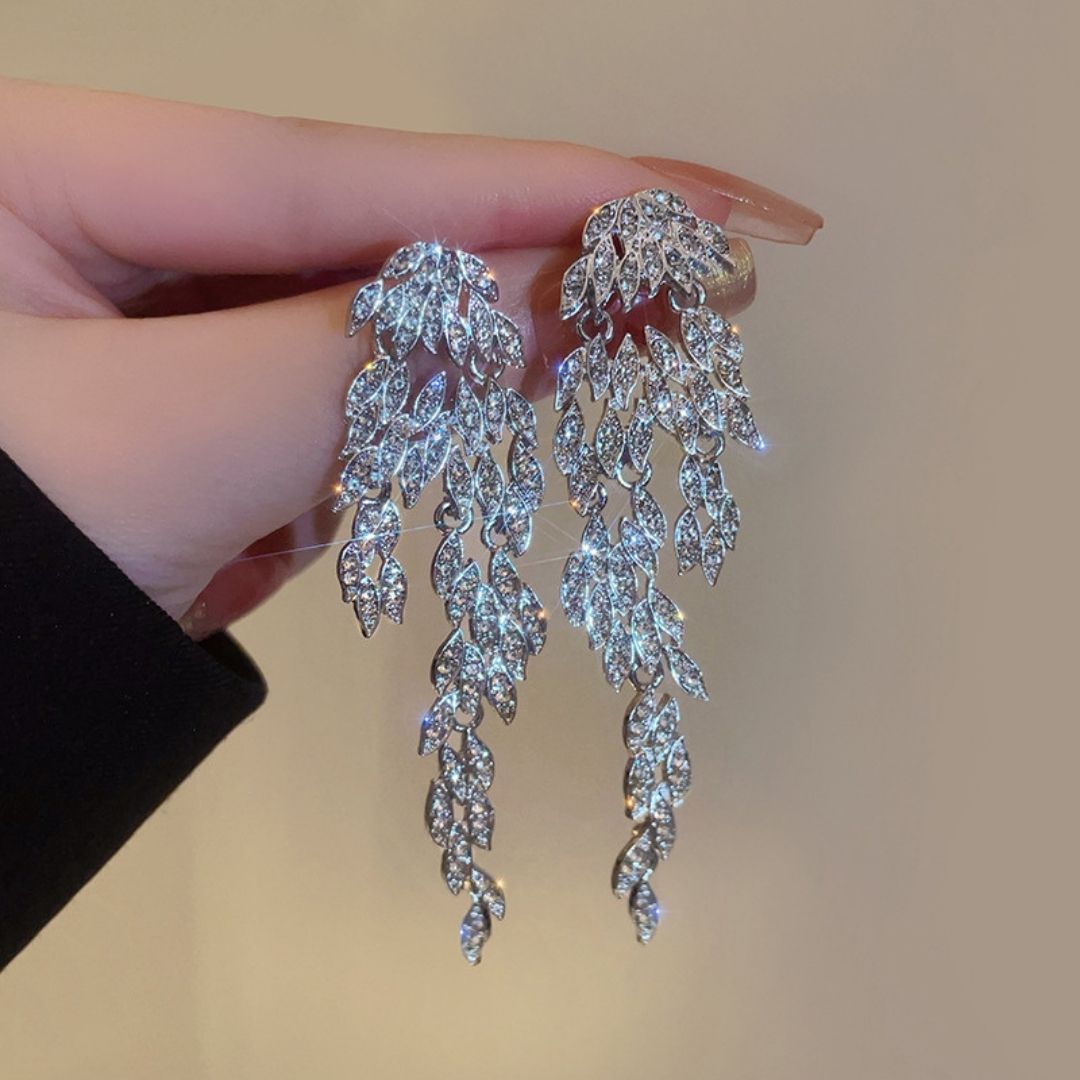 Elegant Crystal Leaf Earrings