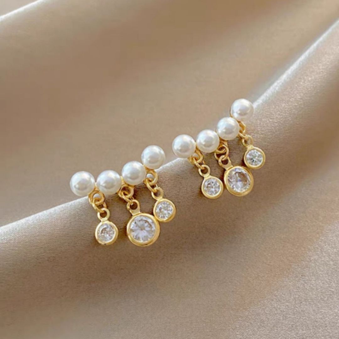 Pearl-Glint Cascades Earrings