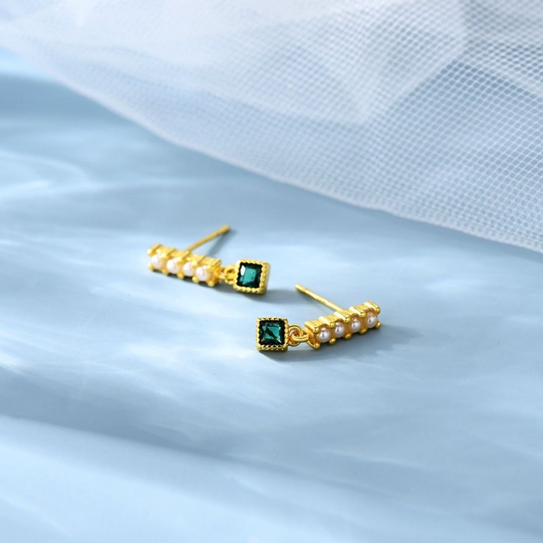 Emerald Line Drops Earrings