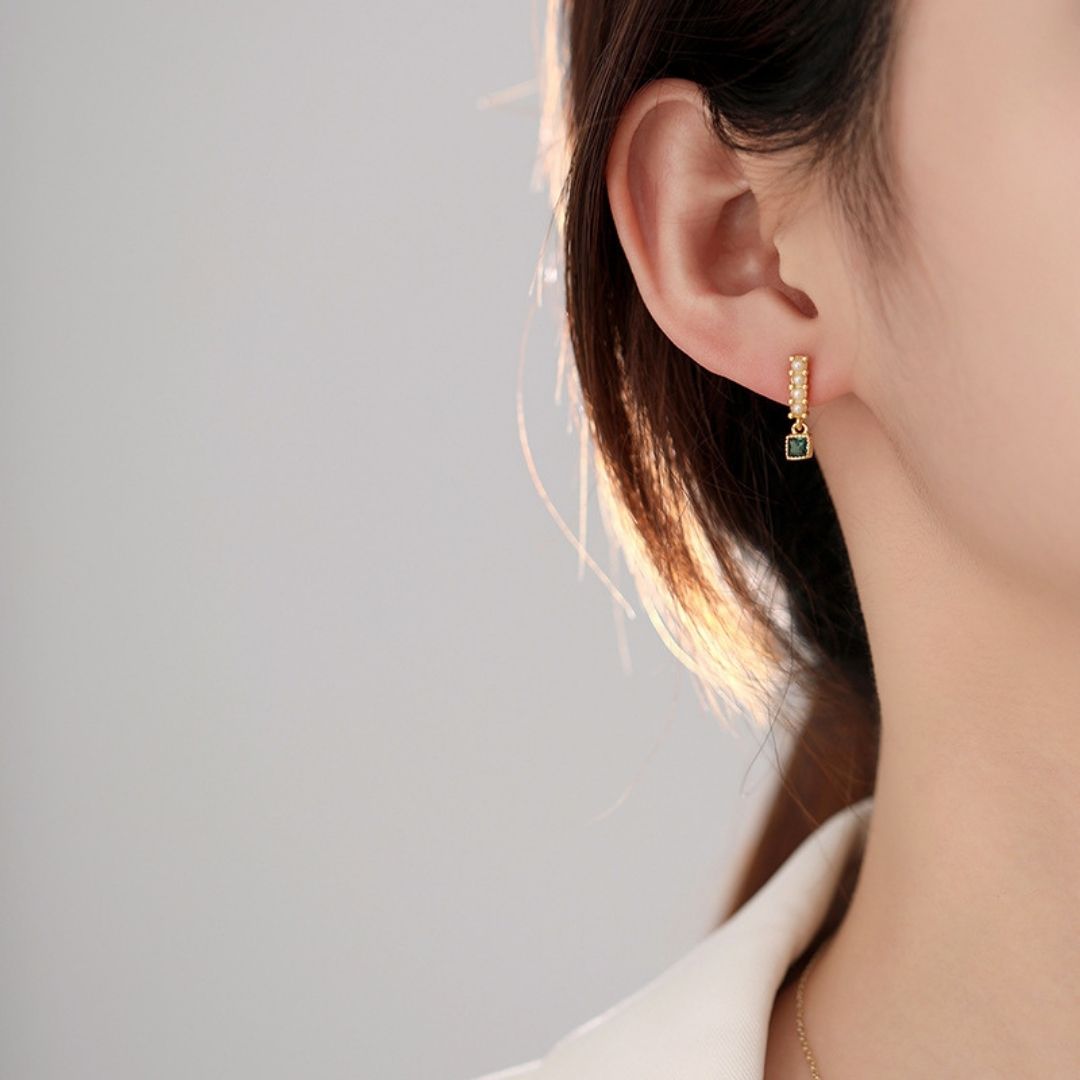Emerald Line Drops Earrings