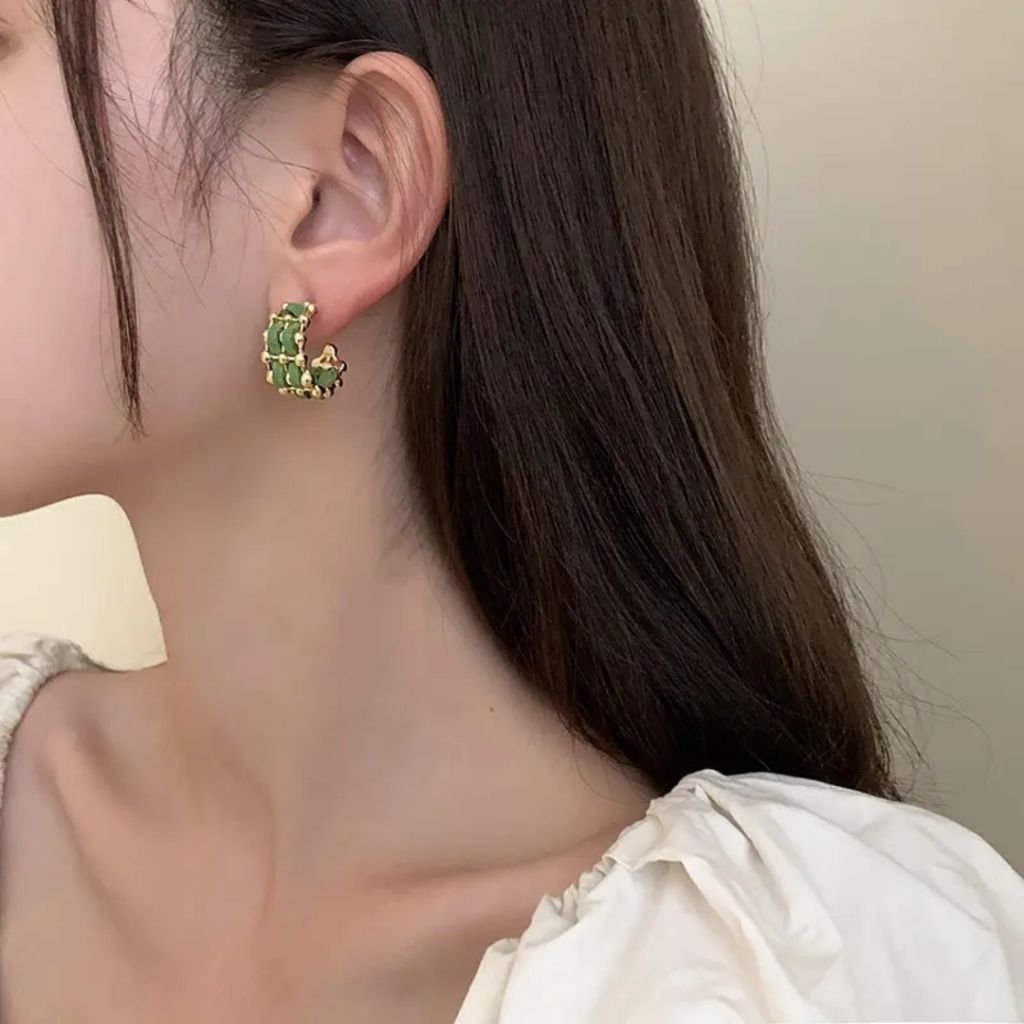 Pistachio Halo Earrings