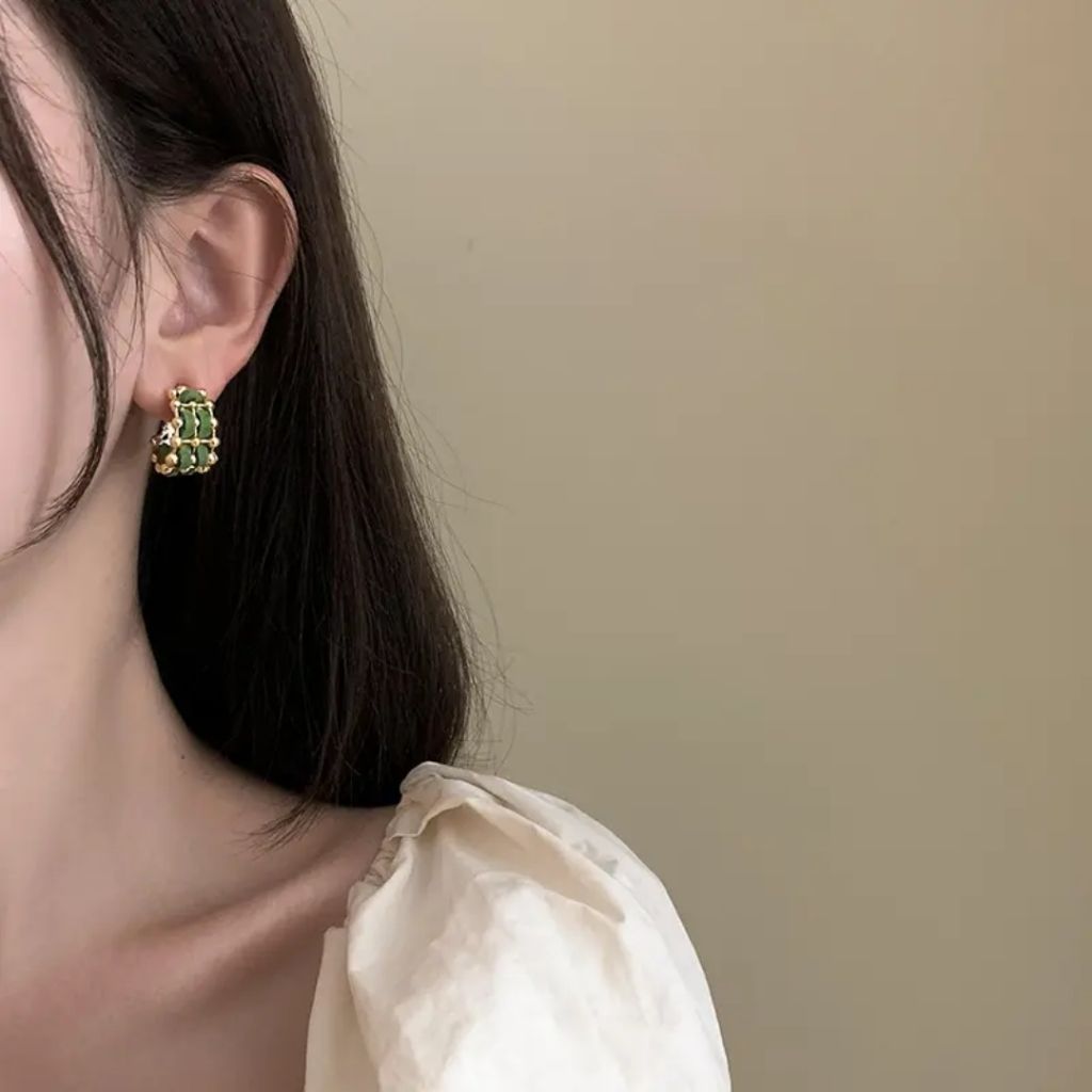 Pistachio Halo Earrings