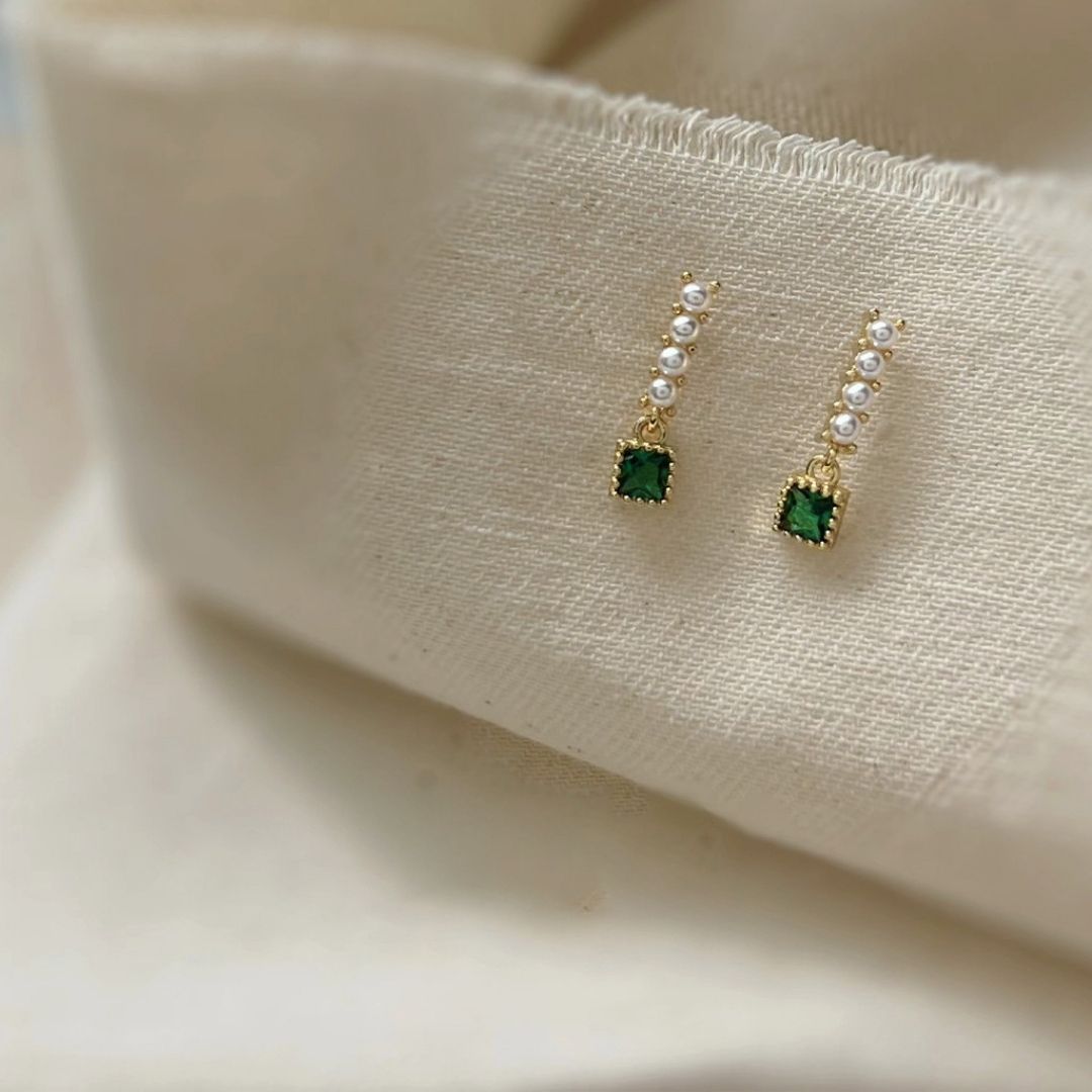 Emerald Line Drops Earrings