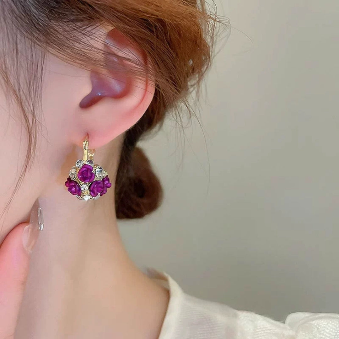 Lavender Bloom Hoops Earrings